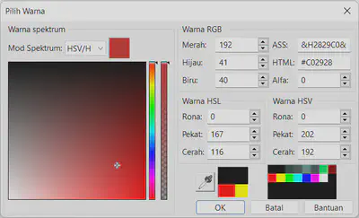 Menu pemilih warna